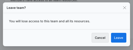 Leave team confirmation explaining the loss of access.